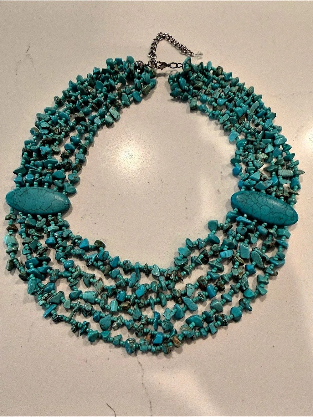 Turquoise Multi-Strand Bib Necklace Statement piece